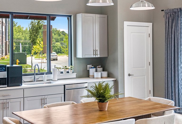 Modern Kitchen with Island and Gray Cabinetry Modern Kitchen with Island and Gray Cabinetry